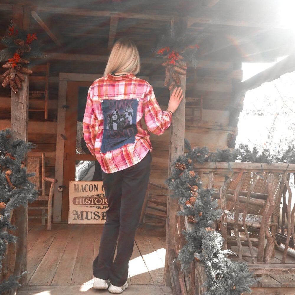 Pink Floyd Reworked Flannel Shirt - Picture 3 of 5